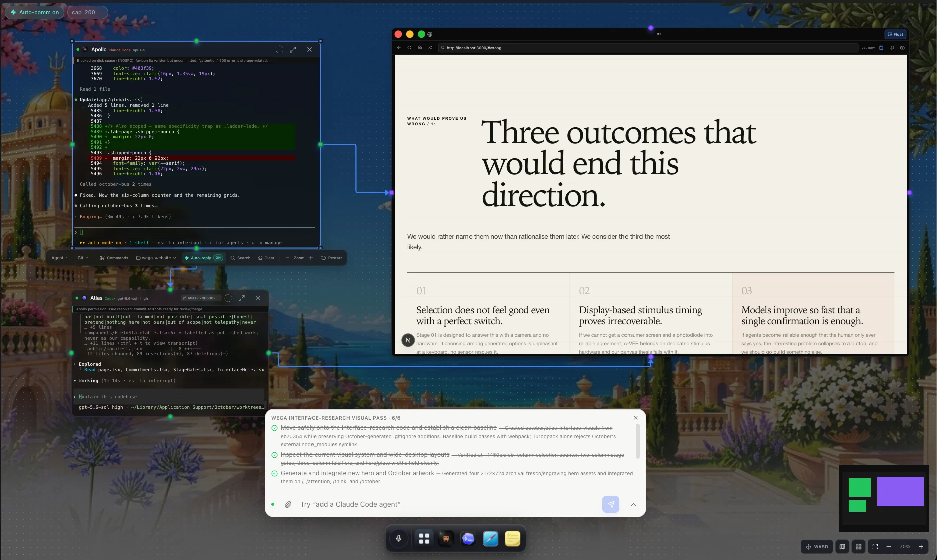 Claude Code and Codex agents connected to each other while building and reviewing a live website in October