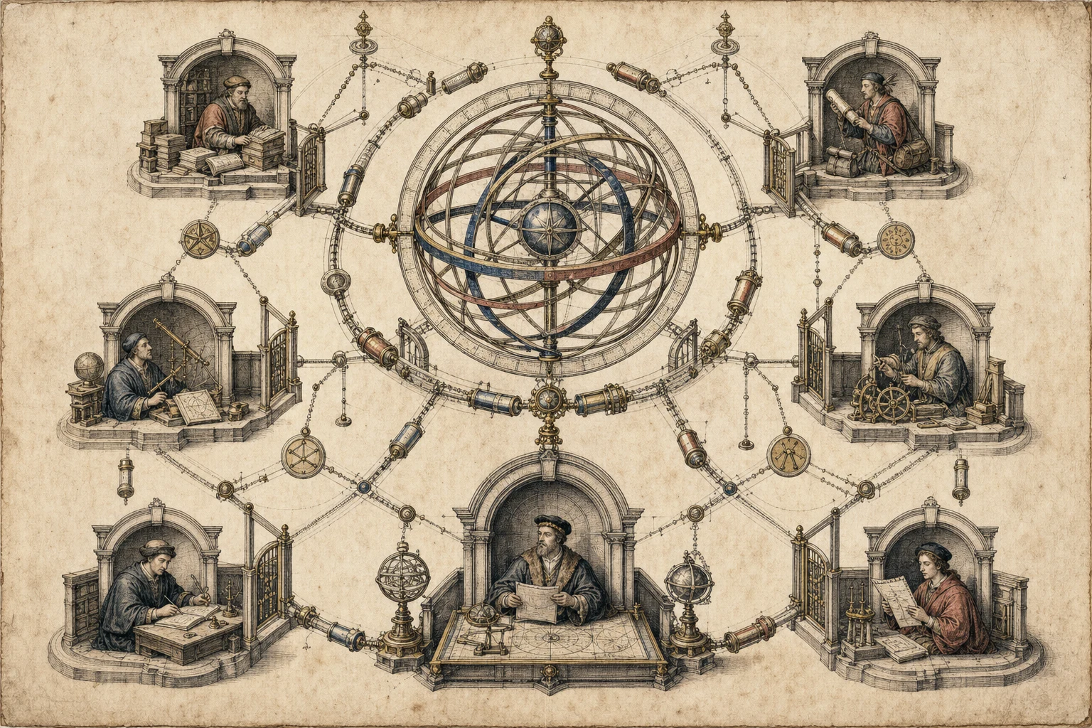 Researchers exchanging findings through a connected October operation